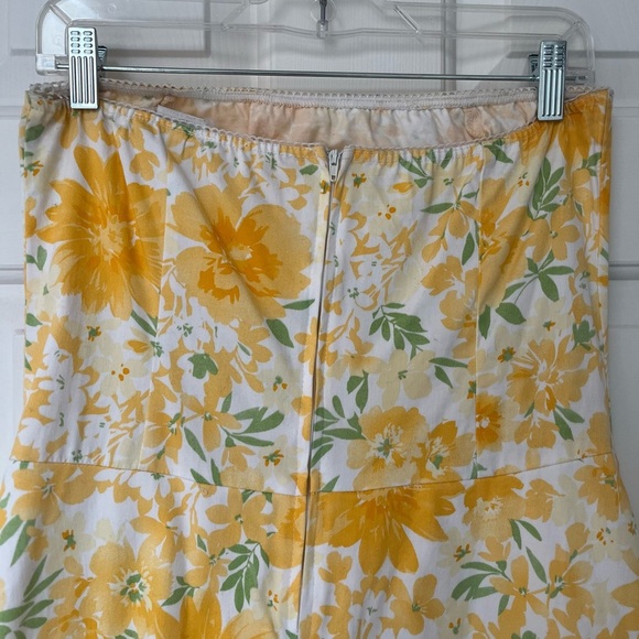 Vintage Yellow Floral Strapless Garden Party Dress M - Picture 8 of 14